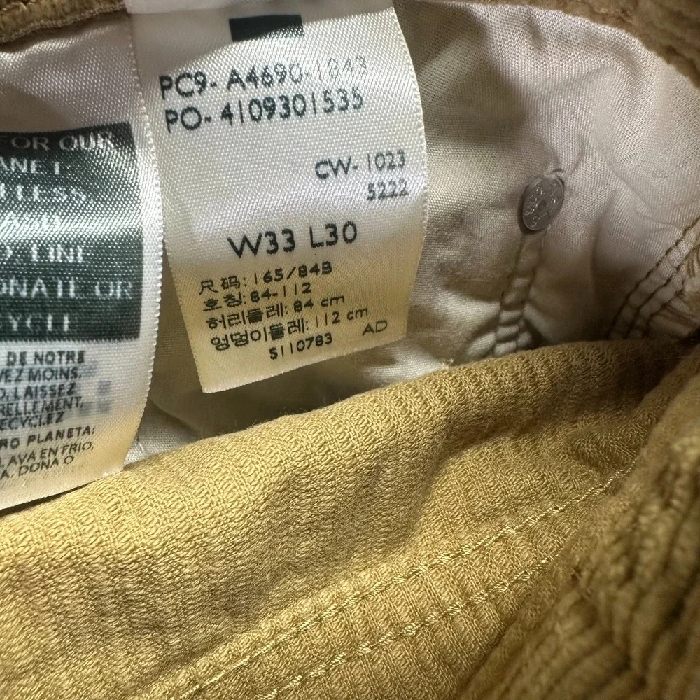 Levi's Pant Mens 33x30 Brown Cotton Corduroy Chino Straight Leg‎ Business Preppy